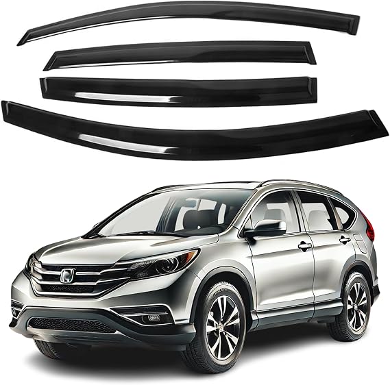 Fits for Honda CR-V 2012 2013 2014 2015 2016 Acrylic Safe Smoke Window Visor Set - Sun, Rain, and Vent Protection, Tape-On 4-Piece Window Deflector Guard Kit, 2mm Thickened
