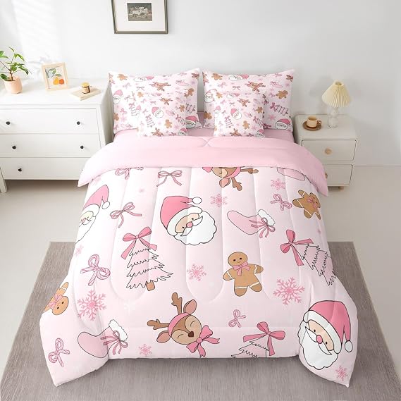 Santa Claus Merry Christmas Snowman Comforter Set Full Size Boys Girls