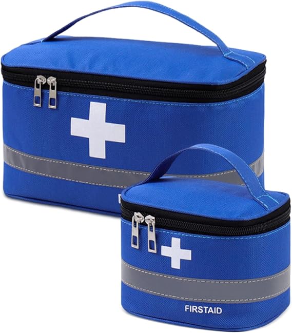 First Aid Bag Empty, 2PCS Small/Large First Aid Emergency Organizer Bags, Portable Empty Medicine Bags, Medicine Travel Storage Bag Portable First Aid