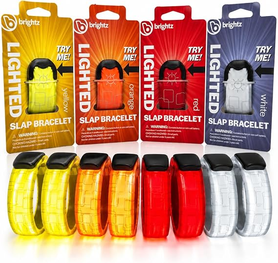 Brightz LED Slap Bracelet Armbands, Light Up Glow Bracelets, 8-Pack