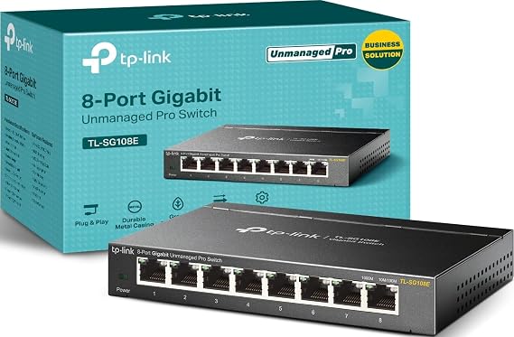 TP-Link 8 Port Gigabit Switch | Easy Smart Managed | Plug & Play | Desktop/Wall-Mount | Sturdy Metal w/ Shielded Ports | Support QoS, Vlan, IGMP and LAG (TL-SG108E)