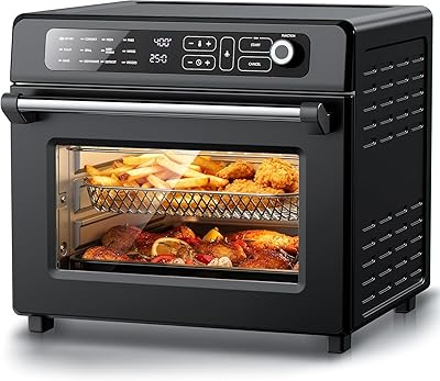 25QT Air Fryer Toaster Oven Combo, 12-in-1 Large Convection Airfryer Oven with 70450F Temperature Control & 60-Minute Timer, Bake, Roast & Broil