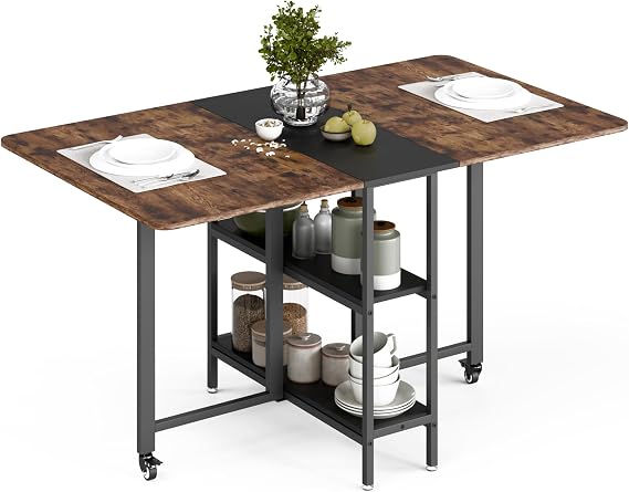 Mondeer 140 cm Folding Dining Table Kitchen Table for Small Spaces 4-6 People