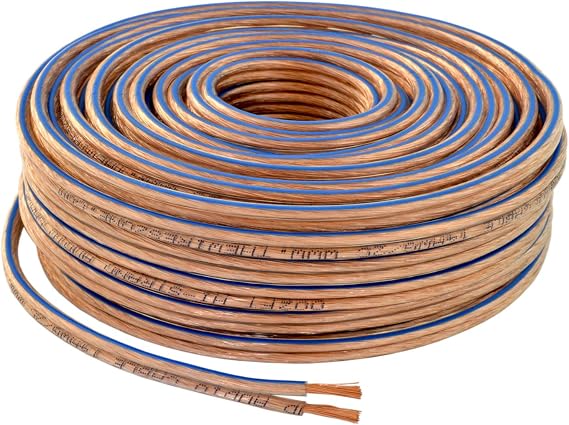 The Wires Zone Car Home Audio Speaker Wire Transparent Clear Cable 16AWG 16/2 Gauge (50 feet)