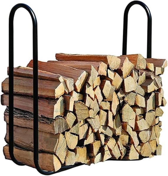 Firewood Storage Rack Firewood Holder with Log Rack Hoes - Indoor/Outdoor Metal Fireplace Wood Storage Stand Fire Site and Accessories Fireplace Tool Rack Color : Black, Size: 122x25x103cm