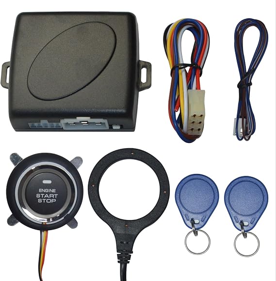 Car Push to Start Ignition Kit, Keyless Go Push to Engine Start Stop Button Kit, Universal for +12V Car