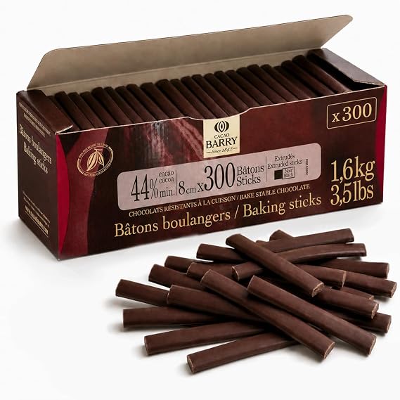 Cacao Barry Bittersweet Chocolate Baking Sticks - 44% Cacao - 300 x 8 cm sticks - 3.5 lbs total by Cacao Barry