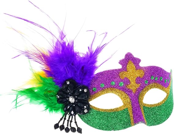 Mardi Gras Mask for Women Feathers Masquerade Venetian Mask for Carnival Parade Masquerade Party Ball Prom Halloween Cosplay