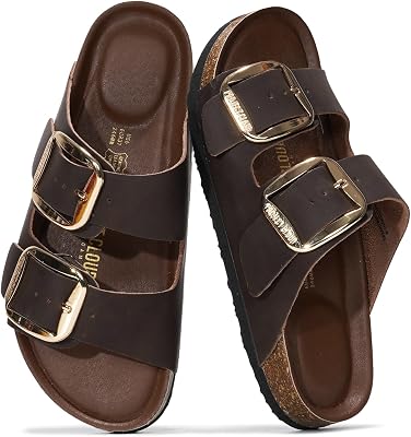 Project Cloud 100% Genuine Leather Flat Sandals for Women 2026 Comfortable Beach Essentials Womens Sandals Memory Foam Vacation Essentials Slides for Women Footwear Santorini