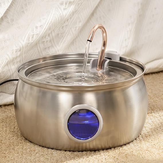 Cat Water Fountain Stainless Steel -135oz/4.0L Cat Fountain for Drinking | Ultra Quiet Pump, Easy to Clean, Come with 3 Filters, Pet Watering Bowl Dispenser for Cats, Dogs, Multiple Pets