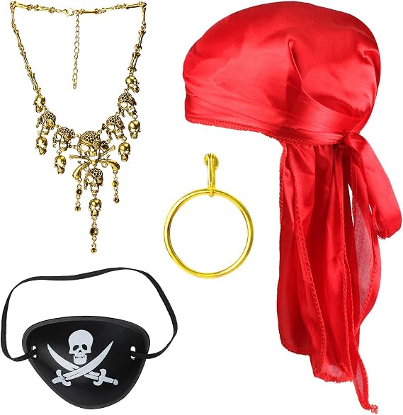 Halloween Pirate Costume Accessories Silky Pirate Cap Role Play Set