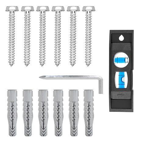 Mounting Dream Lag Bolt Kit for TV Mount  with M8 Lag Bolt for Wood Stud, Fischer Anchors for Concrete Wall, Includes Allen Key and Bubble Level