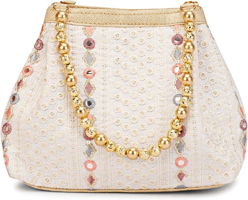 LONGING TO BUY Indian Ethnic Potli Handbag, Embroidered Evening Bag