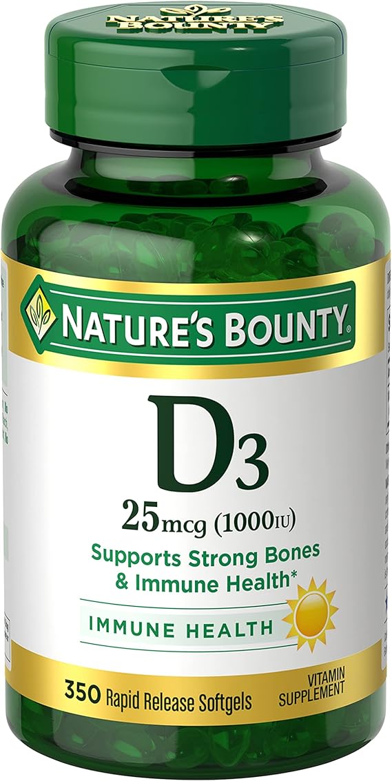 Nature's Bounty Vitamin D3 1000 IU Softgels, 350 Count
