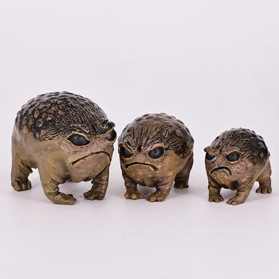 MOLMH 3-Pack Weird Frog Statue Set - Large, Medium, Small Sizes - Queer Grumpy Ugly Angry Toad Sculpture for Outdoor Garden Yard, Fun Novelty Home Office Decor, Unique Gift