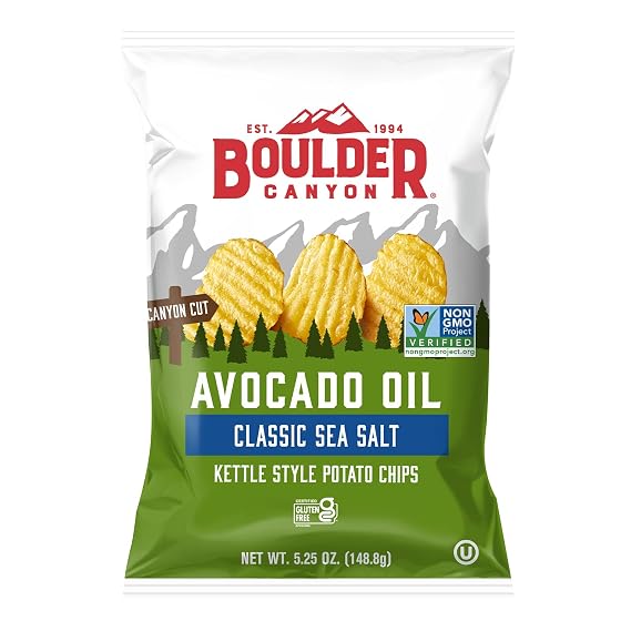 Boulder Canyon Avocado Oil Sea Salt Potato Chips, 5.25 oz Bag