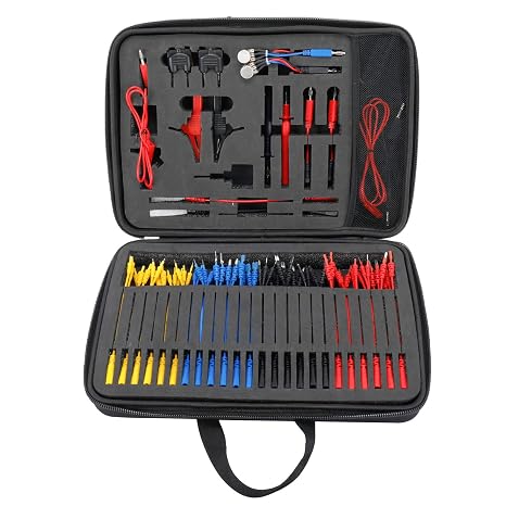 92pcs Automotive Circuit Test Leads Kit, Multimeter Test Leads Kit with Carrying Case, Multi Function Auto Diagnostic Electrical Test Kits with Alligator Clips, Probles, Connectors Adapter Cables