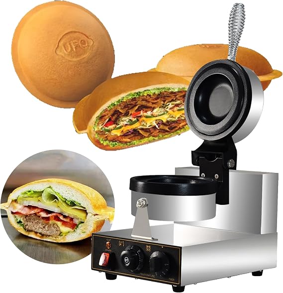 Electric Press UFO Burger Machine, Commercial Hamburger Maker, Ice Cream Waffle Machine, Non-Stick Electric Burger Maker,220V