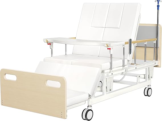 Fully Electric Hospital Bed for Home Use with Premium Mattress, Rails and IV Pole, HomeCare Hospital Beds Set, Hi Low Hospital Bed, 16" - 28" Height Range
