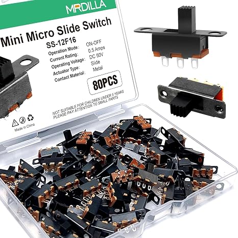80PCS SPDT Micro Slide Switch, 3 Pin 2 Position 5mm Vertical Switch