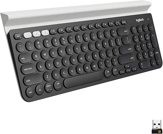 Logitech K780 Multi-Device Wireless Keyboard for Computer, Phone and Tablet Flow Cross-Computer Control Compatible - Speckles, White