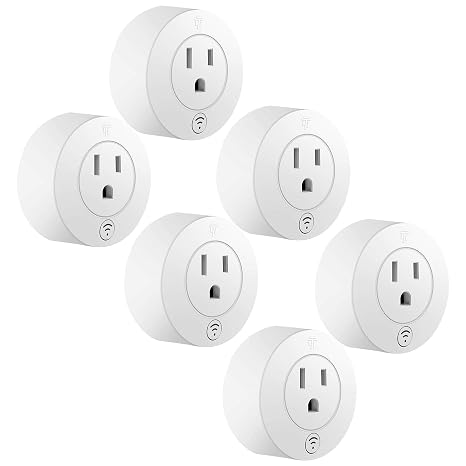 TOPGREENER Smart Mini Wi-Fi Plug with Energy Monitoring, Smart Outlet, Control Lights and Appliances from Anywhere, No Hub Required, Compatible with Alexa and Google Assistant, TGWF115PRM, 6 -Pack
