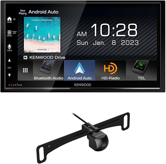 KENWOOD DMX709S eXcelon 6.95-Inch Capacitive Touch Screen, Car Stereo, CarPlay and Android Auto, Bluetooth | Plus KENWOOD CMOS-240U Universal Backup Camera