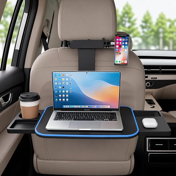Large Car Tray Table for Back Seat with Adjustable Height