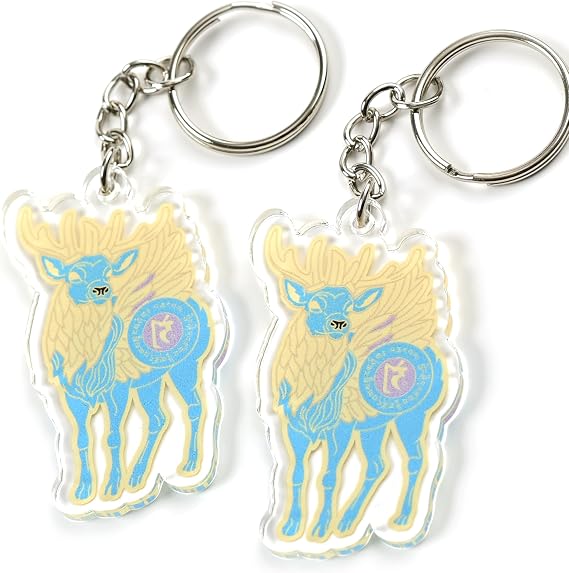 Sky Deer Spirit Essence Amulet Keychains, Feng Shui Symbol of Vitality and Rejuvenation, Feng Shui Gift, Lightweight Acrylic, Made In USA, (2 Pack)