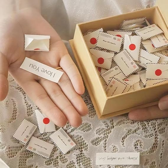 Love Letter Box, 100pcs DIY Mini Cards With Envelopes Tiny Love Box, I Love You Gifts For Him Her, Long Distance Relationship Gifts, Love Letter Game