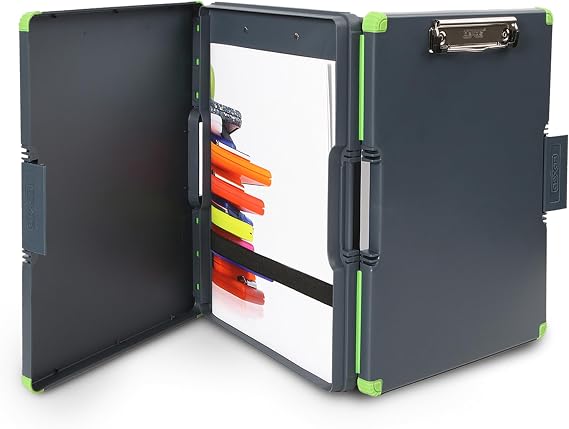 Dexas Duo Clipcase, Double Sided Clipboard Design, Portable Clipboards 13x10 Gray/Green, Combine Style and Functionality Office Supplies for Nursing, School, Work, Trades, Home Office