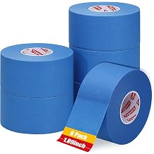 6 Rolls Painters Tape Blue, 48mm x 50m Masking Tape Easy Removal Crepe Paper for Painting and Decorating, Indoor and Outdoor