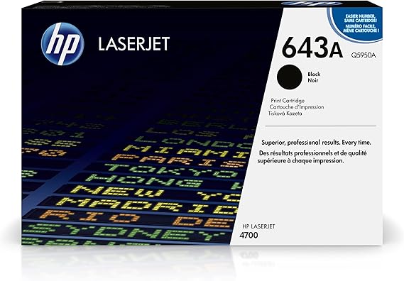 Original HP 643A Black Toner Cartridge | Works with HP Color LaserJet 4700 Series | Q5950A
