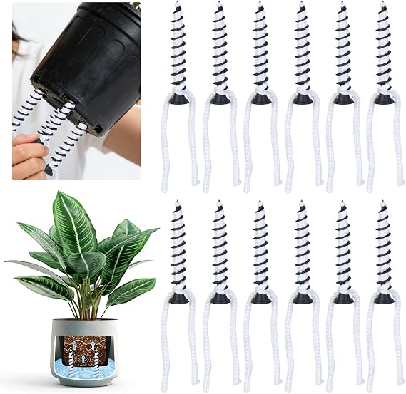 Muximud 12 Pack Self Watering Spikes, Automatic Plant Watering Stakes Indoor Plants Self-Watering Devices, Vacation Watering System for Grower Pots 