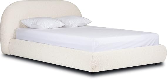 Poly & BARK Genoa Queen Size Bed in Crema White Boucle