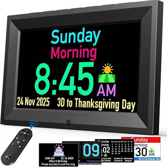 GOLOZA 7'' Digital Dementia Clock, Talking Clock with 10 Volumes