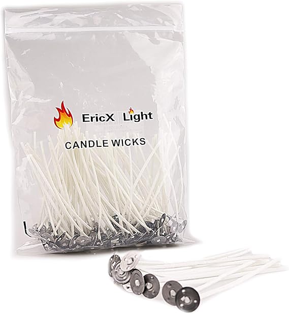 EricX Light 100pcs Candle Wick,3.5" Pre-Waxed Cotton Core for Candle Making