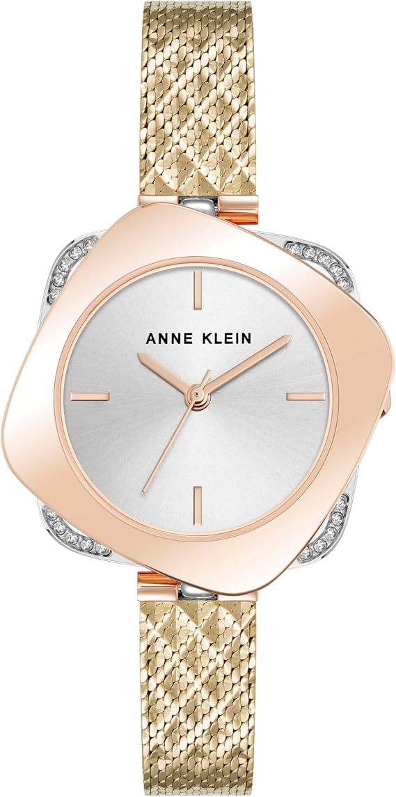 Anne Klein Women's Premium Crystal Accented Mesh Bracelet Watch