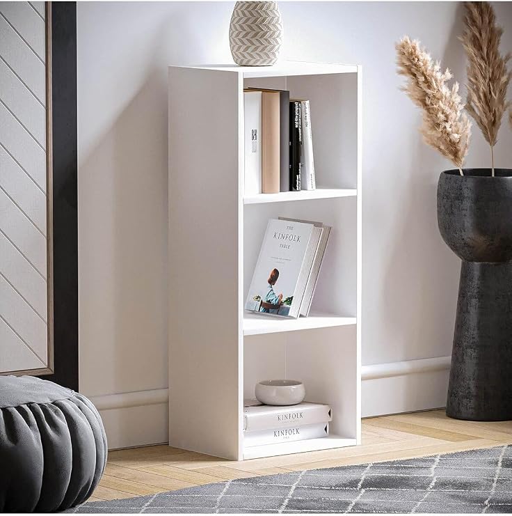 Beyaz 3 Raflı Kitaplık Ofis Ev Dosya Kitap Dolabı Kitap Rafı