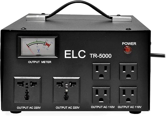 ELC 5000 Watt Voltage Regulator with Transformer - Step Up/Down - 110v to 220v / 220v to 110v Power Converter - Circuit Breaker Protection