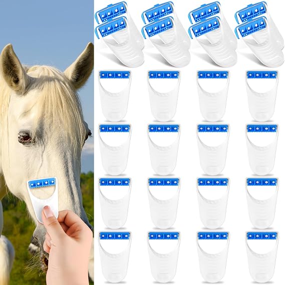 24 Pcs Horse Clippers Horse Grooming Razor Disposable Grooming Razor Horse Trimmer Shaver Kit Fit for Horse Dog, White&Blue