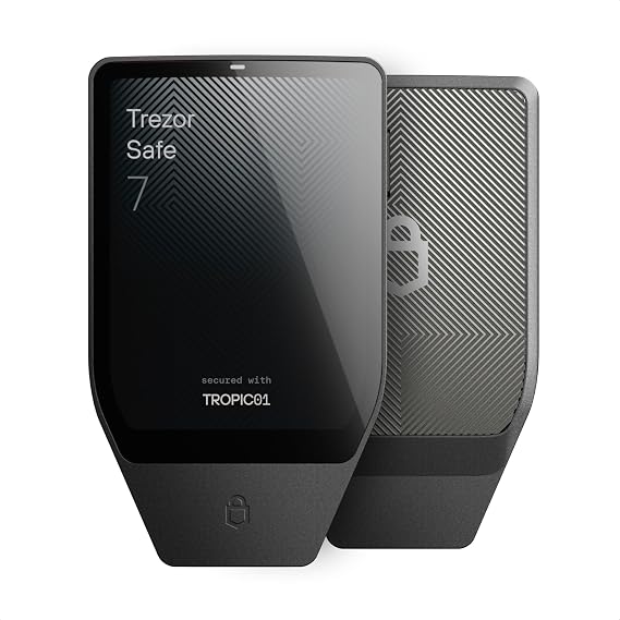 Trezor Safe 7 - Crypto Hardware Wallet with Bluetooth, Color Touchscreen, Transparent Secure Element, Quantum-Ready (Charcoal Black)