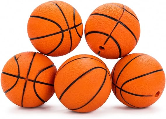 LOGOFUN 5PCS Squeaky Dog Balls Basketball Latex Pet Toys