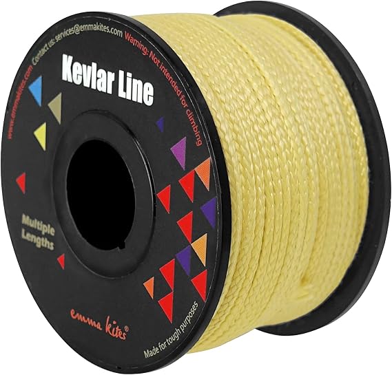 emma kites 100% Kevlar Braided String Utility Cord Abrasion Flame Resistant, Tactical Survival Fishing Assist Cord Model Rocket Paracord Trip Line Camping Cordage