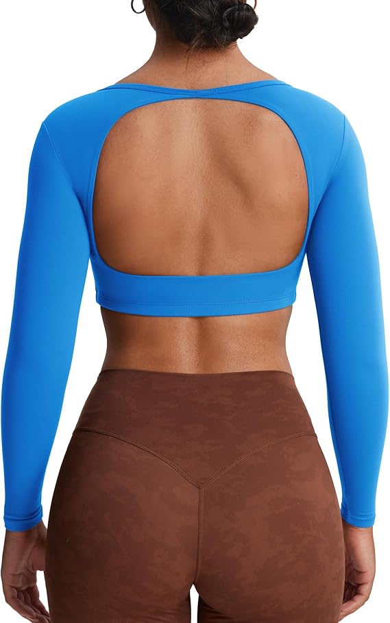Aoxjox Women's Clarissa Long Sleeve Crop Tops
