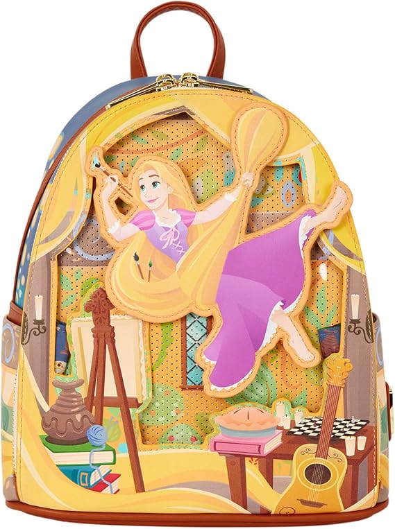Loungefly Disney: Tangled - Repunzel Painting - Mini Backpack with Enamel Pin - Glow-in-the-Dark - Collectible Bags