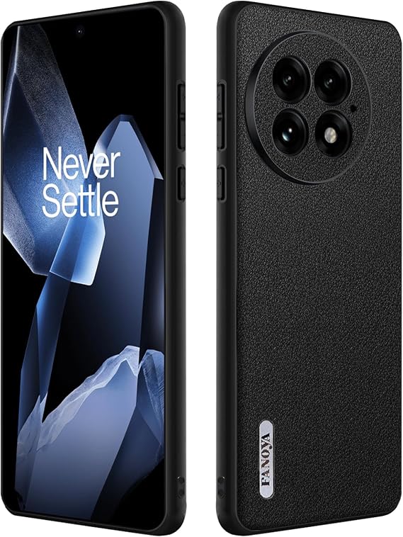 for Oneplus 13 ケース プレミアムPUレザー 指紋防止、薄型スリムケース ソフトバンパー 耐衝撃保護電話カバー Oneplus 13用 ブラック
