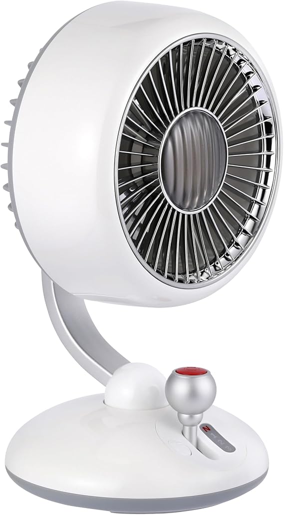 Juo Q3 120° Salınımlı 3 Kademeli LED Işıklı Şarjlı Masaüstü Fan Vantilatör Retro Beyaz