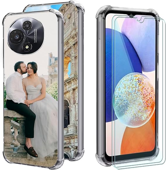 2 Pack Personalized Custom Phone Case + 2 Pack Screen Protector for Sharp Aquos sense10,Transparent Case,Design Your Own Photo Image,Text Phone Case,for Sharp Aquos sense10 Case -2M3