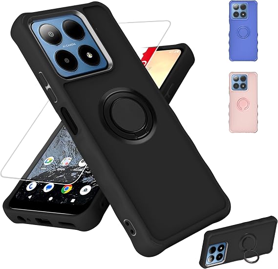 jioeuinly for Boost Summit 5G Case Compatible with Boost Mobile Summit 5G Phone Case Cover [with Tempered Glass Screen Protector][ 2MM Thickening Super Protection][Ring Support] Black
